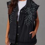 VICI Black Studded Oversized Denim Vest NWOT Photo 0