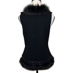 MAG by Magaschoni Black Fox Fur Trimmed Wool Sweater Vest Embroidered Size XS Photo 4