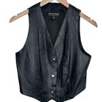 wilson's leather Vintage  Womens Large Moto Black Leather Vest With Snap Closure Photo 0