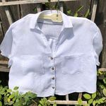 ZARA White linen blend crop oversize shirt S Photo 0