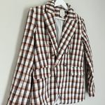 Joie Anilah Double Breasted Blazer Jacket Plaid Brown Red White Size Small Photo 3
