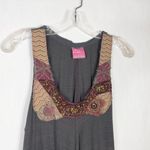 Free People Small Top Gray Beaded Sequin Boho Oversized Swing Tank Raw 1342 Photo 2