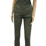 American Bazi Cotton Stretch Skinny Overalls Olive Green 7 Pocket Womens Small Photo 0