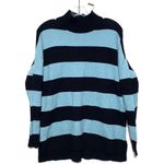 Loft Blue Striped Mock Neck Sweater S Coastal Nautical Preppy Sailor Classic NWT Photo 0