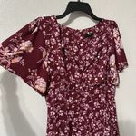 J.Crew Drapey Flutter-Sleeve Midi Dress In Burgundy Blooms Floral Size 4 Lined Photo 2