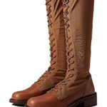 Free People  Trickum Tall Boot in Whiskey Size 7.5US Lace Up Block Heel $298 Photo 0