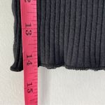 ZARA  Trafaluc Off the Shoulder Black Ribbed Short Sleeve Lettuce Hem Crop Top Photo 8