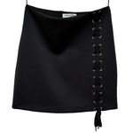 Amanda Uprichard BLACK GROMMET LACE UP SIDE MINI SKIRT L Photo 1