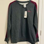 Adidas New Women's Essentials 3 Stripes Sweatshirt Gray Maroon Size Large Photo 0