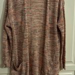 Hooked Up Multicolored Open Knit Cardigan Sweater Women's Medium Pink Photo 0
