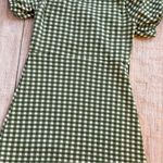 Madewell Size XXS Jacquard Puff-Sleeve Mini Dress Green Gingham Check Photo 12