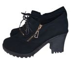 Black Business Casual Lace Up Boots Ankle Non Slip Waterproof Block Size 8 Photo 1