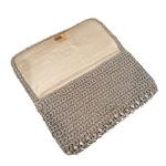 Barbara Lee Vintage Crocheted Beaded Clutch Women's 8" Silver Evening Holiday Photo 2