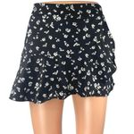 ZARA  Women's Black Floral Ruffle Faux Wrap Zipper Mini A-Line Flared Skirt Sz XS Photo 0