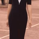 Anthropologie  Varley Malia Knit Midi Dress Black Ribbed 3/4 Sleeve Size XL Photo 0