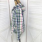 Merona Plaid Cotton Canvas Pullover Hoodie Jacket Pink Blue Small Photo 1