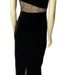 Roberta velvet and sheer cutout fitted maxi dress with side slit size medium Brown Photo 1