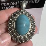 Bead Landing Oval Necklace Pendant Silver and Turquoise Jewelry Making Blue Photo 2