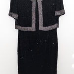 VTG Stenay‎ Womens Dress Size 6 Black Silk Beaded Formal Evening Art Deco Glam Photo 0