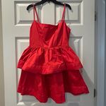 New With Tags Tiered Poplin Ruffle Mini Dress Size Medium Party Flirty Coquette Red Photo 12