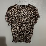 Blouse Leopard print top with ruffle detailing #wildprint leopard print, ruffle details, animal print, statement top, cropped, trendy, print blouse, retro style, bold pattern, wildlife print Brown Size M Photo 2