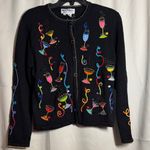 Vintage Jack B. Quick Colorful Cocktail Champagne New Years Embroidered Sweater Black Size M Photo 0