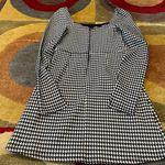 Mi Ami Houndstooth Print Plaid Black and White Square Neck Dress Long Sleeve Size M Photo 2