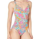 Ralph Lauren Surplice One-Piece Swimsuit Slimming Underwire Paisley Colorful 4 Photo 0