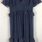 Lulus NWT  Know Your Heart Dusty Blue Polka Dot Ruffled Midi Dress Medium Photo 11
