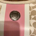 Coach  CHELSEA SIGNATURE BEIGE PINK STRIPE LEATHER TRIM CROSSBODY SHOULDER BAG Photo 2