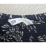 ZARA  Terry Floral Puffy Sleeve Linen Midi Dress M Square Neck Cottage Lagenlook Photo 9