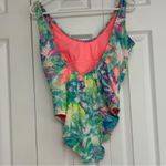 Xhilaration  Green and Blue One Piece Swimsuit with Tie-Dye Pattern Photo 2