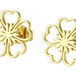 Gold Plated Stainless Steel Clover Flower Stud Earrings – Minimalist Jewelry Photo 0
