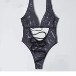 Sexy Swimsuit One piece with Cutouts shiny Black size XL women's super c… Photo 2