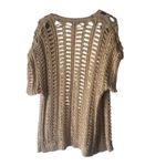 Soft Surroundings  S/M Tan Open Knit Oversized Shrug Open Front‎ Cardigan Sweater Photo 6