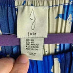 Joie  Plus Size 1X Tank Top Floral Print Pleated Blue And Cream Boat Neck Texture Photo 4