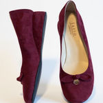 Burgundy Suede Ballet Flats with Bow Detail Elegant Luxury 7 leather sole Red Photo 0