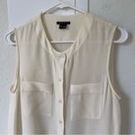 Theory  Silk Sleeveless Blouse in Cream Photo 2