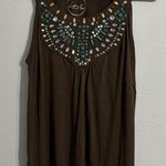 INC International Concepts brown beaded jeweled tank top S Y2K boho festival Photo 0