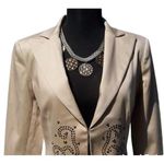 Cache Metal Stud Embellished Lined Top Jacket Lined Sand Beige NWT $188 Photo 1