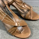 Donald J. Pliner (8) Y2K Tavish Tan Leather Strappy Stack Wood Heel Sandal Shoes Photo 7