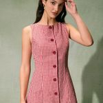 RIHOAS The Red Boat Neck Plaid Mini Dress Size L Photo 2
