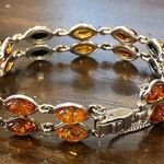Sterling Silver ARTISAN Double Strand TriColor Amber Bracelet Photo 0