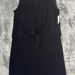 Roz & Ali Black Sleeveless Keyhole Knee Length Shift Dress Top Tied Overlay, L Photo 0