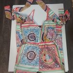 ChicMe Print Jumpsuit w/ Ankle Tie S Boho Rainbow Core Pastel Playful Prints Pink Photo 0