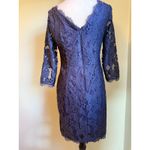 Adrianna Papell Navy Lace Sheath Dress classic elegant lparty festive boho 10 Photo 3