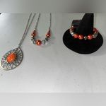 Paparazzi 💜 NWT  Bundle of 5 Orange & Silver Beaded Jewelry Set Photo 2