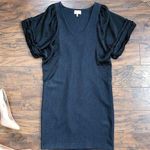 2Love Tony Cohen • black sheath dress pleated silk sleeves draped designer lbd Size 4 Photo 0