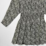 Joie  Black/White Pattern Lilianna Silk Ruffle Mini Dress Smock Waist Size Small Photo 4