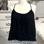 Old Navy Spaghetti Strap Black Flowy Top White Embroidery New Photo 1